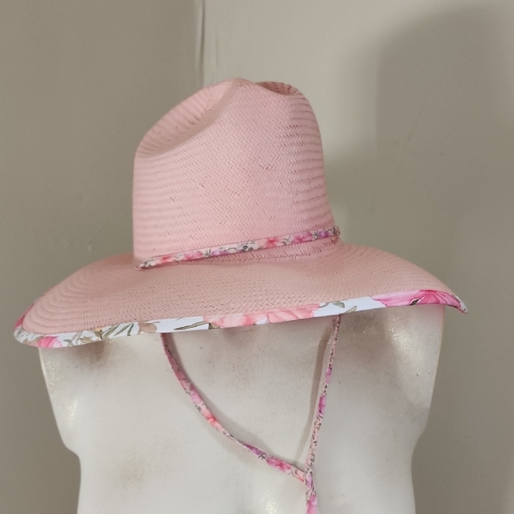 LoveShackFancy X Hurley Lifeguard Straw Hat In Pink Flowers - Picture 1 of 6